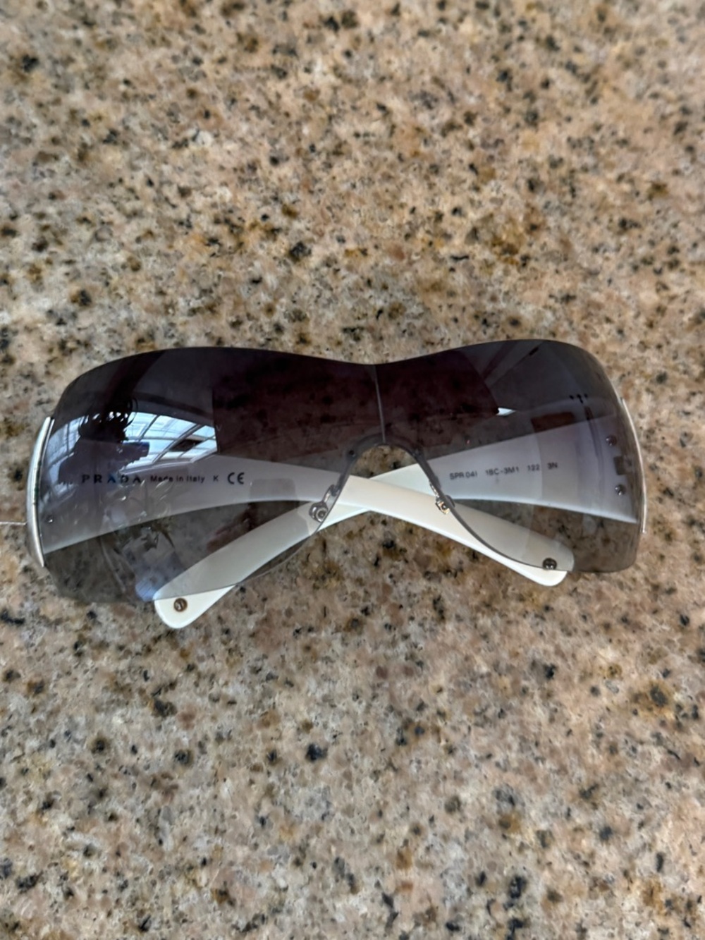 Vintage Rare Authentic Prada Sunglasses Brown Gradient SPR041 Shield Style - Picture 7 of 13